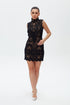 DARK NAVY BLUE HIGH NECK MINI DRESS